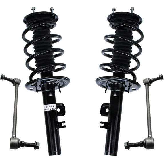 Detroit Axle - Front 4pc Struts Kit for 10-12 Ford Flex, 2 Struts with Coil Spring 2 Sway Bar Links 2010 2011 2012 Replacement