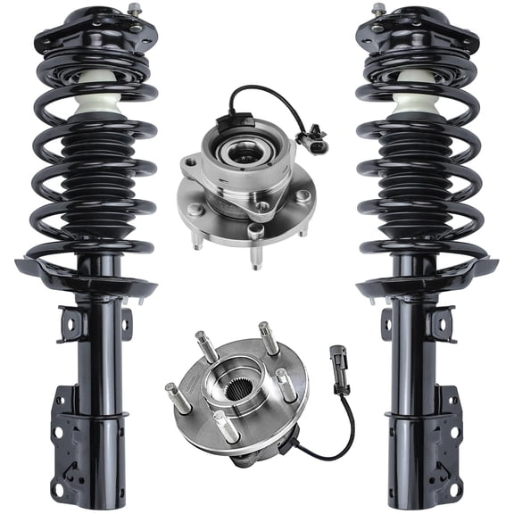 Detroit Axle - Front 4pc Struts Wheel Bearing Hubs for Chevy Cobalt HHR Pontiac G5 Pursuit, 2 Struts w/Coil Spring 2 Wheel Bearing and Hubs Replacement Suspension