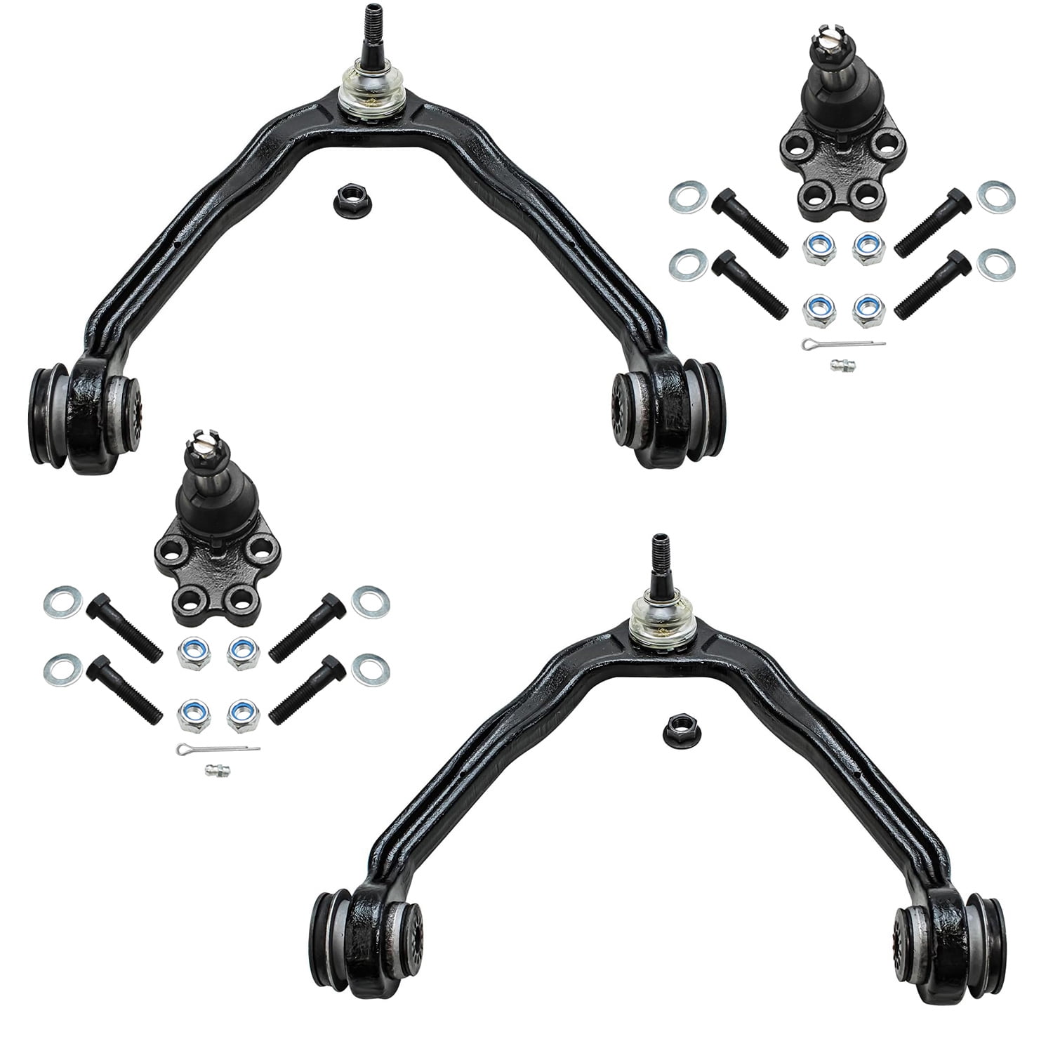 Detroit Axle - Front 4pc Suspension Kit for RWD 1999-2006 Chevrolet Silverado GMC Sierra 1500 2 Upper Control Arms 2 Lower Ball Joints Assembly 1999 2000 2001 2002 2003 2004 2005 2006 Replacement