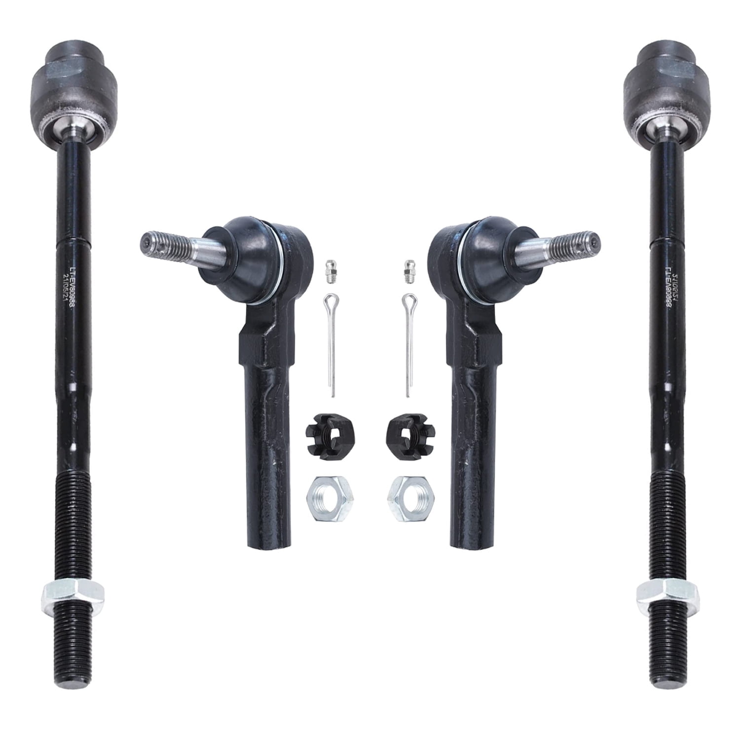 Detroit Axle - Front 4pc Tie Rods for 2004-2012 Chevrolet Malibu 2005-2010 Pontiac G6, 2007-2009 Saturn Aura, 4 Inner Outer Tie Rod Ends Replacement