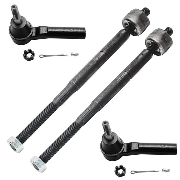 Detroit Axle - Front 4pc Tie Rods for 2007-2012 Dodge Caliber, 07-17 Jeep Compass Patriot, 4 Outer & Inner Tie Rod Ends 2007 2008 2009 2010 2011 2012 2013 2014 2015 2016 2017 Replacement