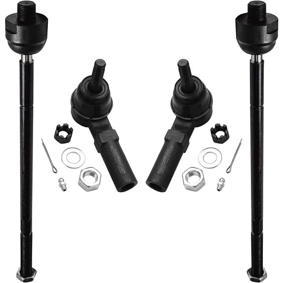 Detroit Axle - Front 4pc Tie Rods for Buick Lesabre Lucerne Park Avenue Riviera Cadillac Deville DTS Seville Olds Aurora Pontiac Bonneville, 4 Outer & Inner Tie Rod Ends Replacement