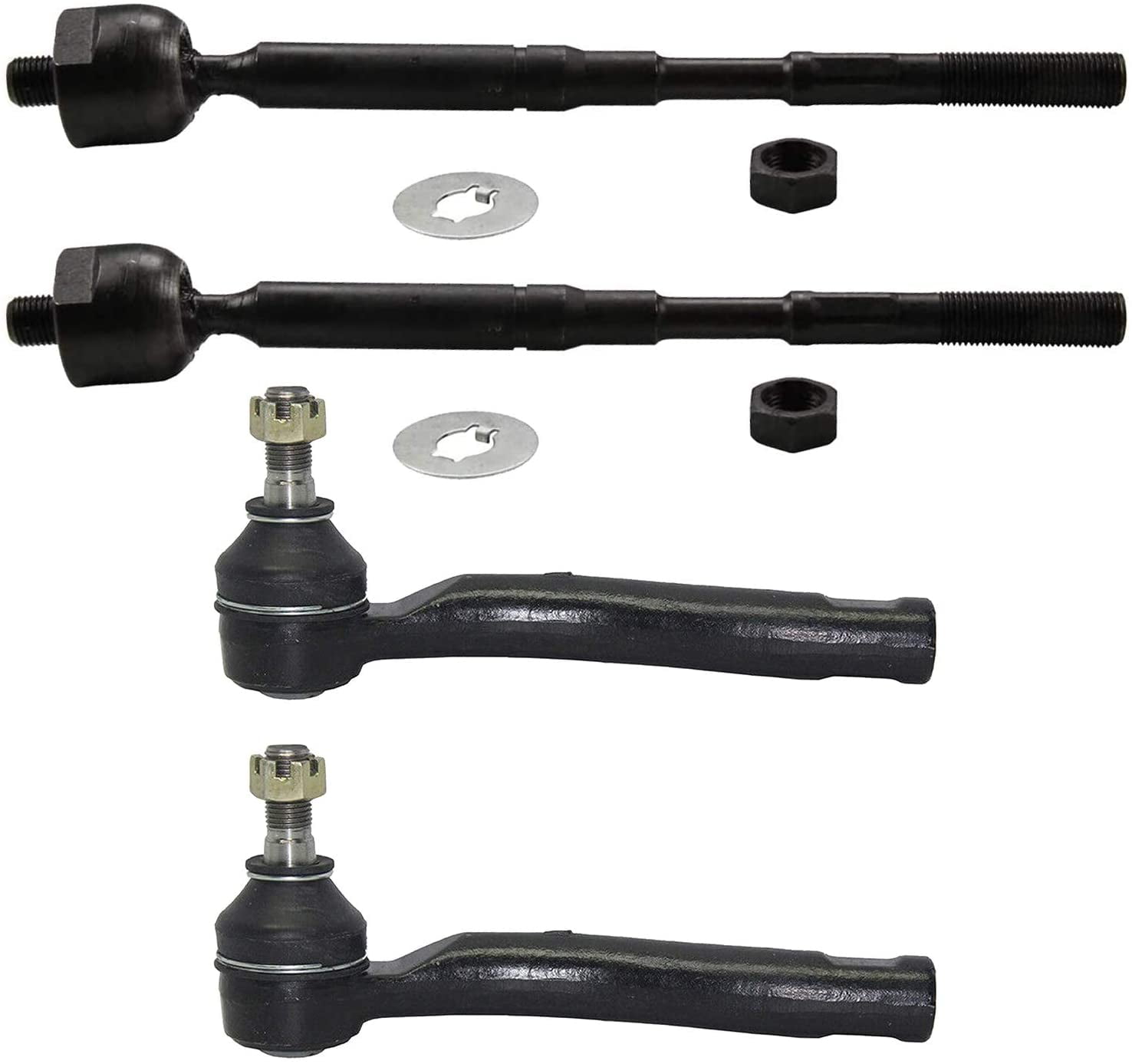 Detroit Axle - Front 4pc Tie Rods for 03-08 Toyota Corolla, 4 Outer and Inner Tie Rod Ends 2003 2004 2005 2006 2007 2008 Replacement