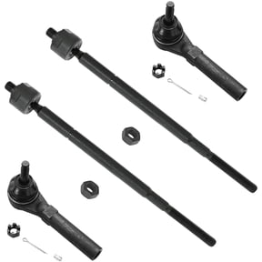 Detroit Axle - Front 4pc Tie Rods for 2008-2010 Town & Country Dodge Grand Caravan, 2009-2011 VW Routan, 4 Outer and Inner Tie Rod Ends Replacement
