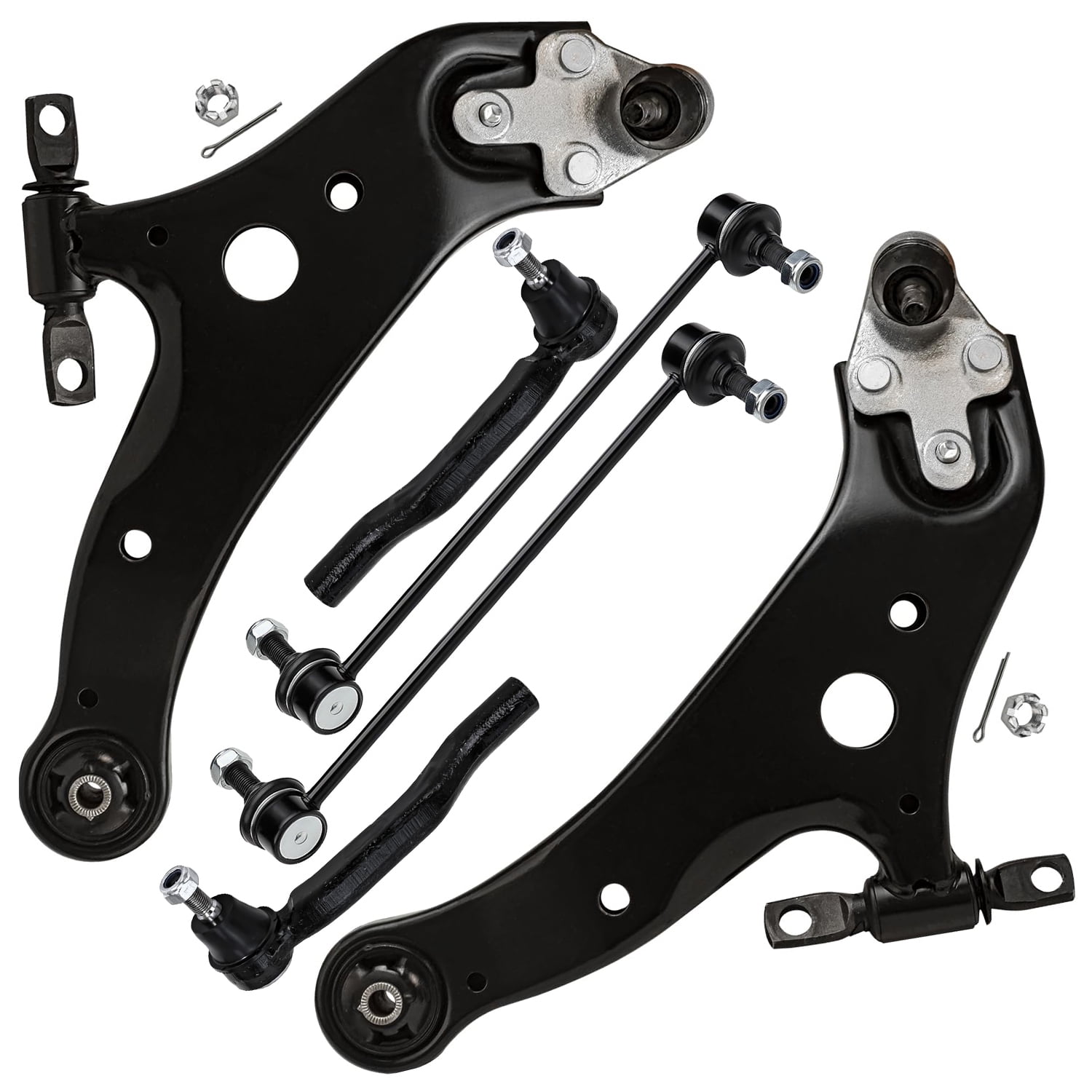 Detroit Axle - Front 6pc Control Arms Kit for Toyota 11-20 Sienna, 2 Lower Control Arms with Ball Joints 2 Sway Bars 2 Outer Tie Rods 2011 2012 2013 2014 2015 2016 2017 2018 2019 2020 Replacement