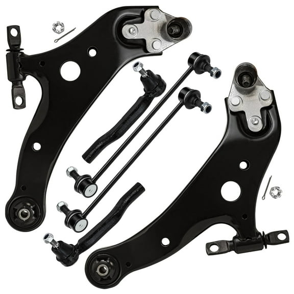 Detroit Axle - Front 6pc Control Arms Kit for Toyota 11-20 Sienna, 2 Lower Control Arms with Ball Joints 2 Sway Bars 2 Outer Tie Rods 2011 2012 2013 2014 2015 2016 2017 2018 2019 2020 Replacement
