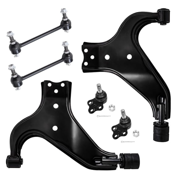 Detroit Axle - Front 6pc Control Arms Kit for 1996-2004 Nissan Pathfinder, 97-03 Infiniti QX4, 2 Lower Control Arms 2 Ball Joints 2 Sway Bars 1996 1997 1998 1999 2000 2001 2002 2003 2004 Replacement