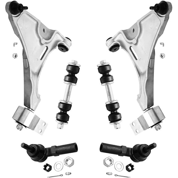 Detroit Axle - Front 6pc Control Arms Kit for 2006-2011 Buick Lucerne Cadillac DTS, 2 Lower Control Arms w/Ball Joints 2 Outer Tie Rods 2 Sway Bars 2006 2007 2008 2009 2010 2011 Replacement