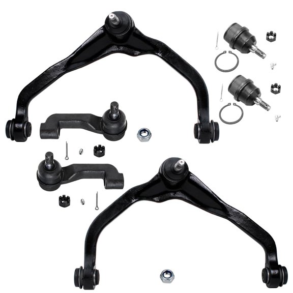 Detroit Axle - Front 6pc Control Arms Kit for 07-11 Dodge Nitro, 08-12 Jeep Liberty, 2 Upper Control Arms 2 Lower Ball Joints 2 Outer Tie Rods 2008 2009 2010 2011 Replacement
