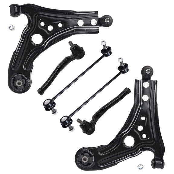 Detroit Axle - Front 6pc Control Arms Kit for Chevy Aveo Aveo5 Pontiac G3 Wave Wave5 Suzuki Swift+, 2 Lower Control Arms and Ball Joints 2 Sway Bar Links 2 Outer Tie Rod Ends Replacement