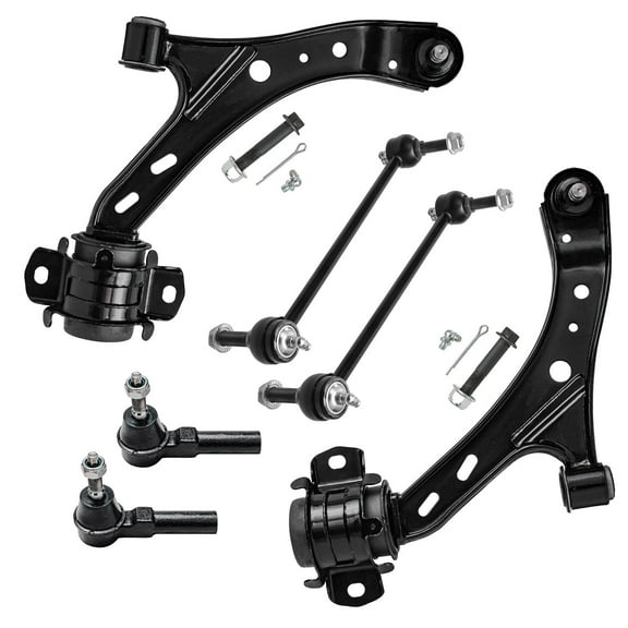 Detroit Axle - Front 6pc Control Arms Kit for Ford Mustang 2005 2006 2007 2008 2009 2010, 2 Lower Control Arms w/Ball Joints 2 Sway Bars 2 Outer Tie Rod Links Suspension Kit Replacement