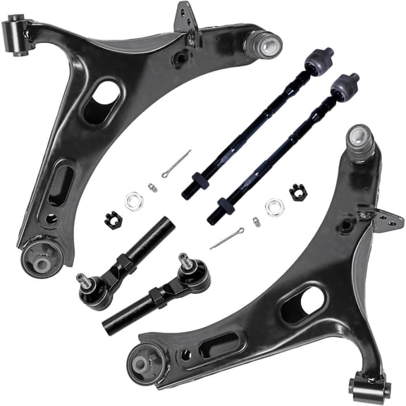 Detroit Axle - Front 6pc End Control Arms Kit for 2010-2014 Subaru Outback Legacy, 2 Lower Control Arms with Ball Joints Assembly 4 Inner Outer Tie Rods 2011 2012 2013 Replacement
