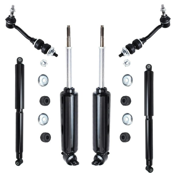 Detroit Axle - Front 6pc Shock Absorbers Kit for 2WD 1999-2003 Dodge Durango, 97-04 Dakota, 4 Front and Rear Shock Absorber Assembly 2 Sway Bar End Links Replacement