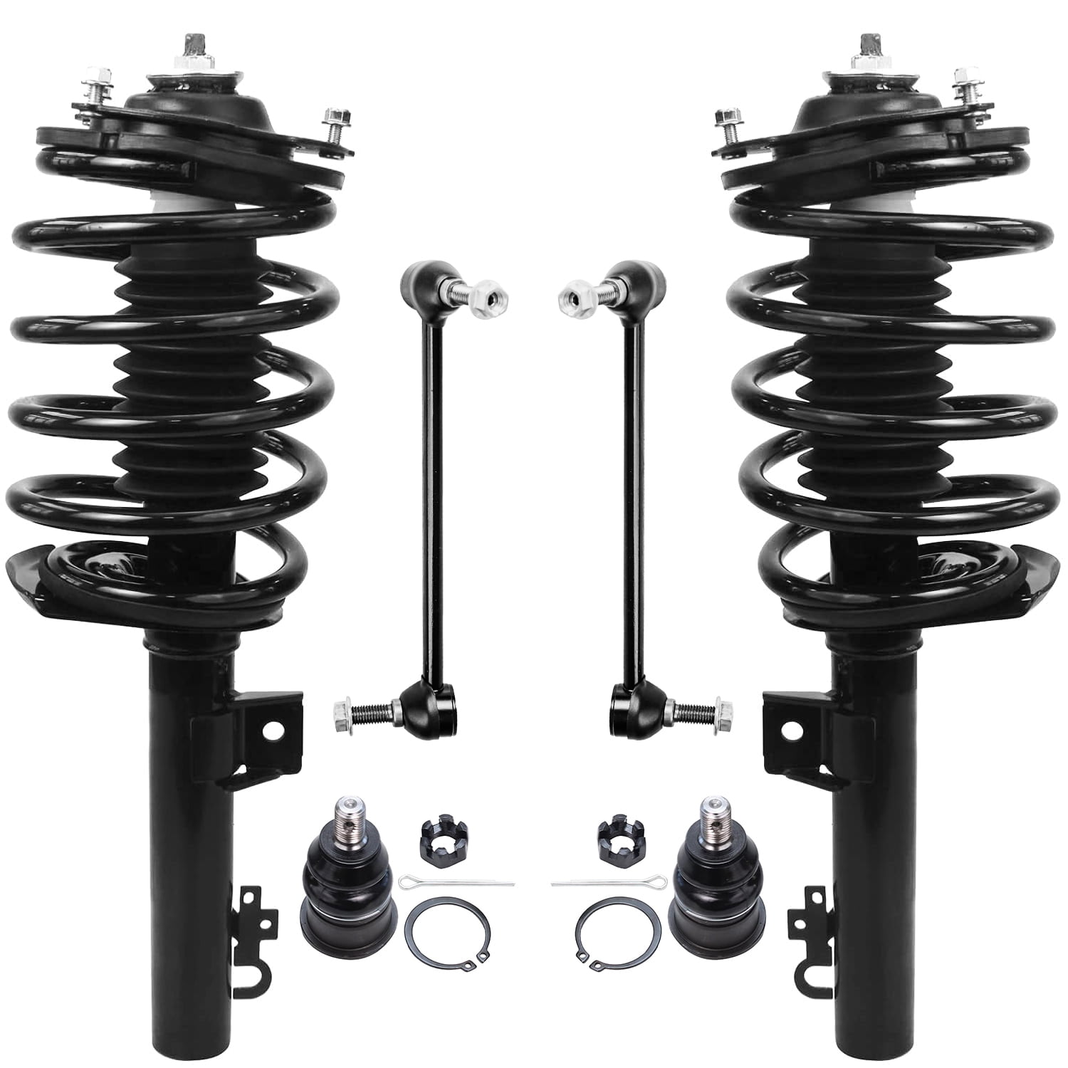 Detroit Axle - Front 6pc Struts Kit for 96-07 Ford Taurus, 1996-2005 Mercury Sable, 2 Struts w/Coil Spring 2 Sway Bars 2 Lower Ball Joints 1997 1998 1999 2000 2001 2002 2003 2004 Replacement