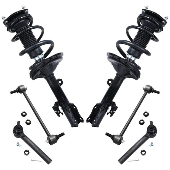 Detroit Axle - Front 6pc Struts Kit for Toyota Highlander Lexus RX330 RX350 RX400h, 2 Struts w/Coil Spring 2 Stabilizer Sway Bar Links 2 Outer Tie Rod Ends Replacement Suspension