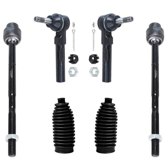 Detroit Axle - Front 6pc Suspension Kit for 04-12 Chevy Malibu, 05-10 Pontiac G6, 07-09 Saturn Aura, 4 Tie Rods 2 Boots 2004 2005 2006 2007 2008 2009 2010 2011 2012 Replacement