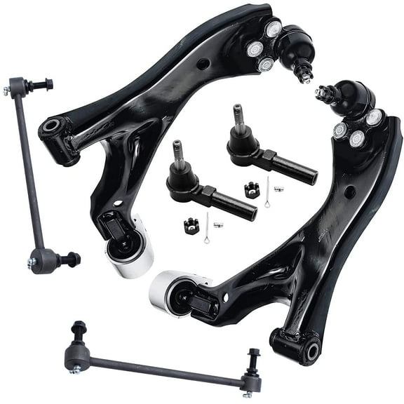 Detroit Axle - Front 6pc Suspension Kit for 2005-2009 Chevy Equinox, 2006-2009 Pontiac Torrent, 2002-2007 Saturn Vue, 2 Lower Control Arms w/Ball Joints 2 Outer Tie Rods 2 Sway Bars Replacement
