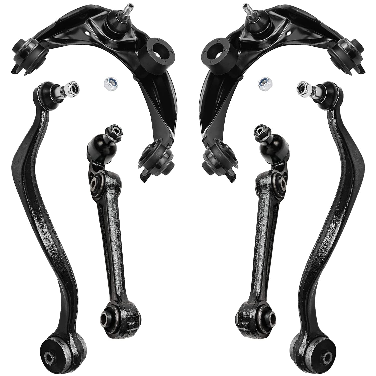 Detroit Axle - Front 6pc Suspension Kit for 2007-2012 Ford Fusion Lincoln MKZ 07-11 Mercury Milan 4 Lower Forward Rearward Control Arms 2 Upper Control Arms Ball Joints 2008 2009 2010 2011 Replacemen