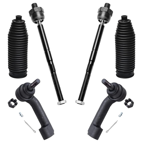 Detroit Axle - Front 6pc Suspension Kit for 2007-2014 Ford Expedition Lincoln Navigator, 2009-2014 Ford F-150, 4 Outer and Inner Tie Rods 2 Boots + Bellows Replacement