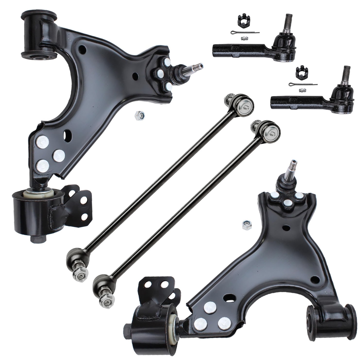 Detroit Axle - Front 6pc Suspension Kit for 2008-2017 Buick Enclave Chevy Traverse 2007-2016 Acadia Saturn Outlook 2 Lower Control Arms w/Ball Joints 2 Sway Bars 2 Outer Tie Rods Replacement