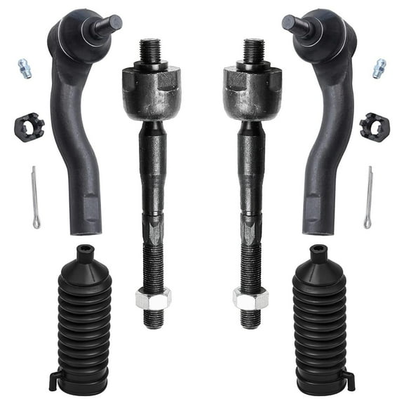 Detroit Axle - Front 6pc Suspension Kit for 2010-2012 Ford Fusion, 11-12 Lincoln MKZ, 10-11 Mercury Milan, 4 Tie Rods 2 Boots + Bellows 2010 2011 2012 Replacement