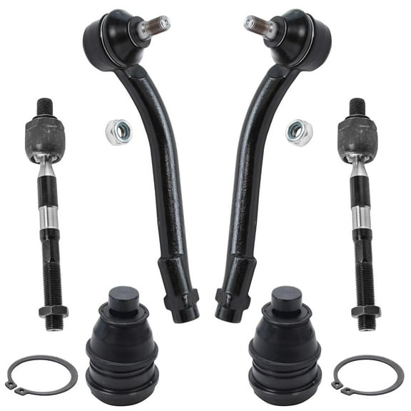 Detroit Axle - Front 6pc Suspension Kit for 2011-2013 Kia Sorento, 2007-2012 Santa Fe, 4 Inner and Outer Tie Rod End Links 2 Lower Ball Joints Replacement
