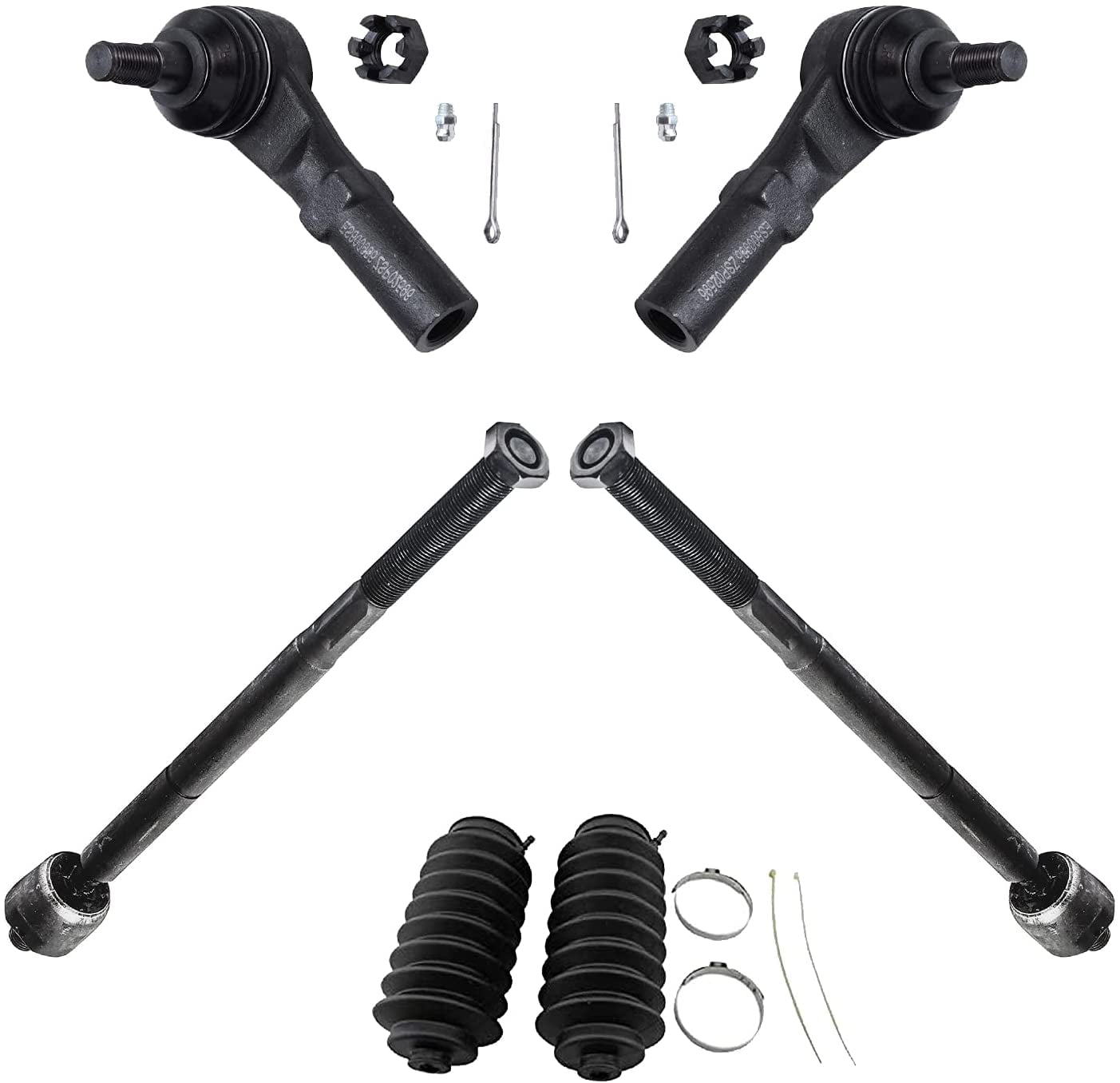 ASTAPRO 6-Piece Front Tie Rod Kit For Chrysler 300, Dodge Challenger/Charger (2011-2018) - Inner & Outer Tie Rods With Boots