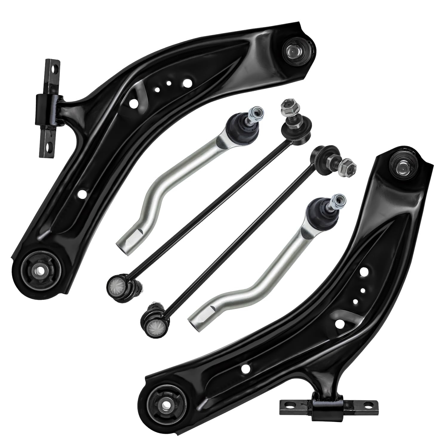 Detroit Axle - Front 6pc Suspension Kit for 2014-2019 Nissan Rogue 2017-2019 Rogue Sport Qashqai, 2 Lower Control Arms with Ball Joints 2 Sway Bars 2 Outer Tie Rods Replacement