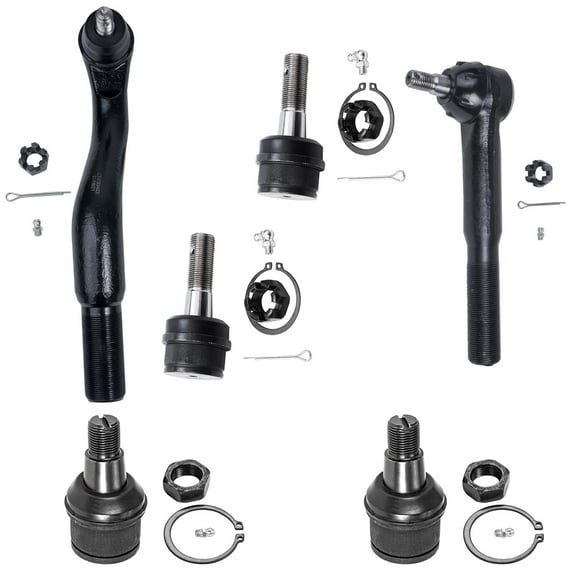 Detroit Axle - Front 6pc Suspension Kit for 4WD 1999-2004 Ford F-250 F-350 F-450 F-550 Super Duty, 00-05 Excursion, 2 Tie Rods 4 Upper Lower Ball Joints Replacement