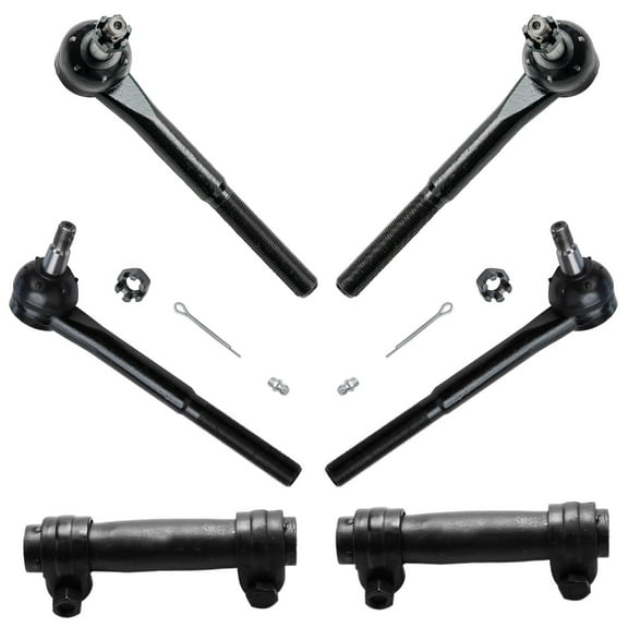 Detroit Axle - Front 6pc Suspension Kit for Chevrolet GMC C1500 C2500 Suburban C3500 Express Savana 1500 2500 3500 Yukon Tahoe, 4 Tie Rods 2 Sleeves Replacement