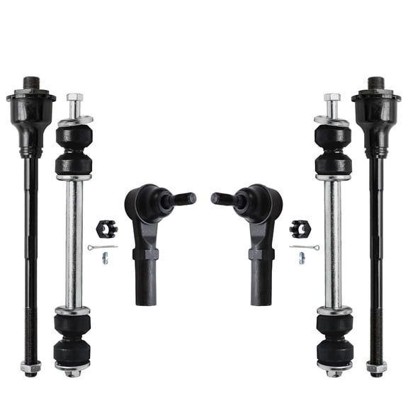 Detroit Axle - Front 6pc Suspension Kit for Chevrolet Silverado Avalanche Suburban GMC Sierra Yukon XL 2500 3500 HD Hummer H2, 4 Tie Rod Ends 2 Sway Bars Replacement