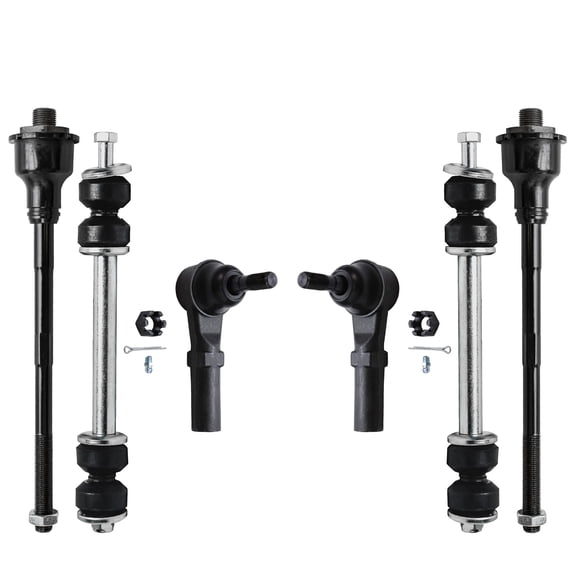Detroit Axle - Front 6pc Suspension Kit for Chevy Avalanche 2500 Silverado Suburban GMC Sierra Yukon XL 1500 2500 HD Hummer H2, 4 Tie Rod Ends 2 Sway Bars Replacement
