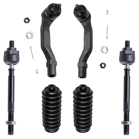 Detroit Axle - Front 6pc Suspension Kit for 1997-2001 Honda CR-V, 4 Tie Rods 2 Boots + Bellows 1997 1998 1999 2000 2001 Replacement