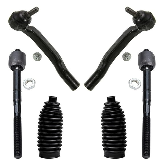 Detroit Axle - Front 6pc Suspension Kit for 2004-2010 Toyota Sienna, 4 Tie Rods 2 Boots + Bellows 2004 2005 2006 2007 2008 2009 2010 Replacement