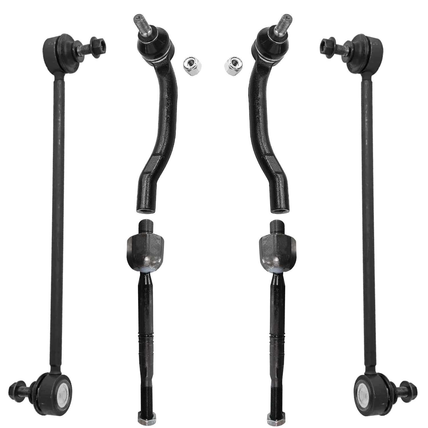 Detroit Axle - Front 6pc Suspension Kit for 2018-2022 Honda Accord, 4 Outer and Inner Tie Rods 2 Stabilizer Sway Bars 2019 2020 2021 Replacement
