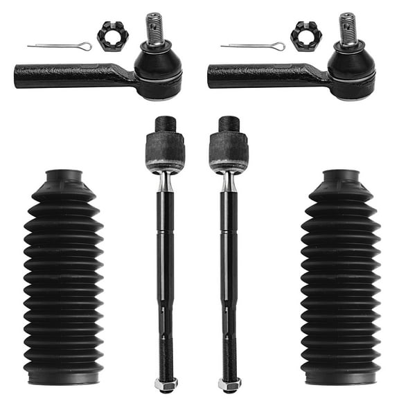 Detroit Axle - Front 6pc Tie Rods Kit for 03-09 Toyota 4Runner Lexus GX470, 07-09 FJ Cruiser, 4 Outer Inner Tie Rod Ends 2 Boots 2007 2008 2009 Replacement