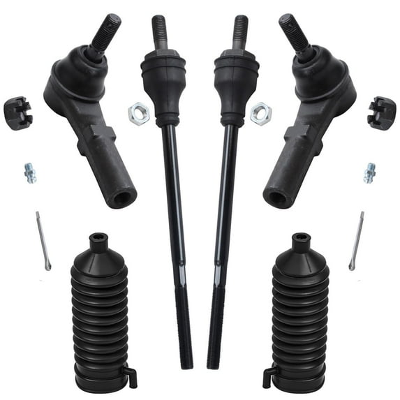 Detroit Axle - Front 6pc Tie Rods Kit for 03-19 Chevy Express GMC Savana 2500 3500, 4 Tie Rod Ends 2 Boots 2004 2005 2006 2007 2008 2009 2010 2011 2012 2013 2014 2015 2016 2017 2018 Replacement