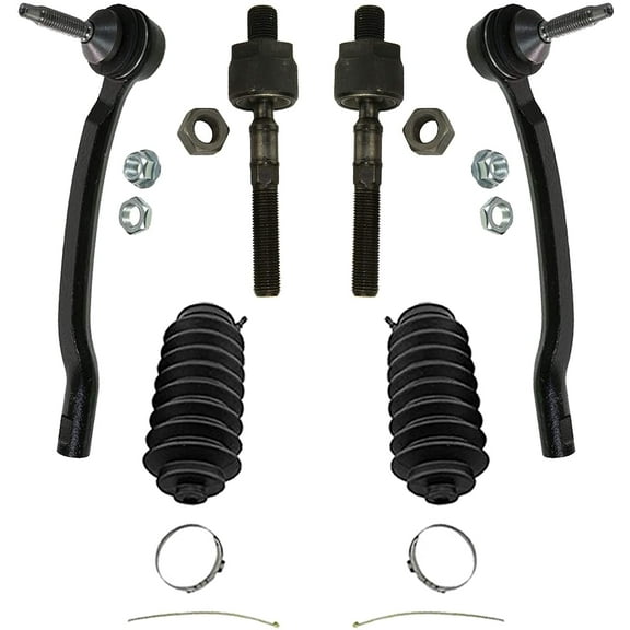 Detroit Axle - Front 6pc Tie Rods Kit for 2001-2002 Volvo V70, 2003-2007 XC70, 2003-2014 XC90, 4 Suspension Outer & Inner Tie Rod Ends 2 Boots Replacement