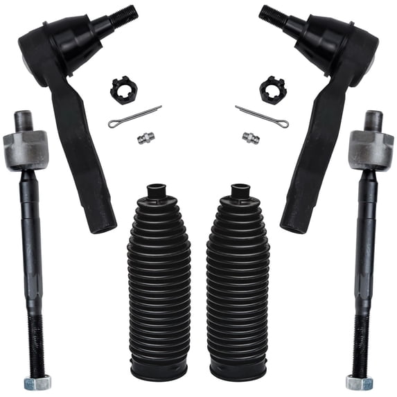 Detroit Axle - Front 6pc Tie Rods Kit for 2003-2007 Infiniti G35, 03-09 Nissan 350Z, 4 Inner Outer Tie Rods 2 Boots 2003 2004 2005 2006 2007 2008 2009 Replacement