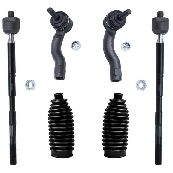 Detroit Axle - Front 6pc Tie Rods Kit for 2005-2010 Scion tC, 4 Suspension Outer and Inner Tie Rod Ends 2 Boots Bellows 2006 2007 2008 2009 Replacement