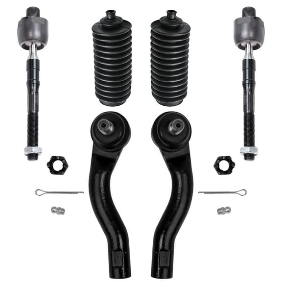 Detroit Axle - Front 6pc Tie Rods Kit for 2006-2012 Ford Fusion Lincoln MKZ Zephyr 06-09 Mercury Milan, 4 Suspension Outer & Inner Tie Rod Ends 2 Boots Replacement 2006 2007 2008 2009 2010 2011 2012