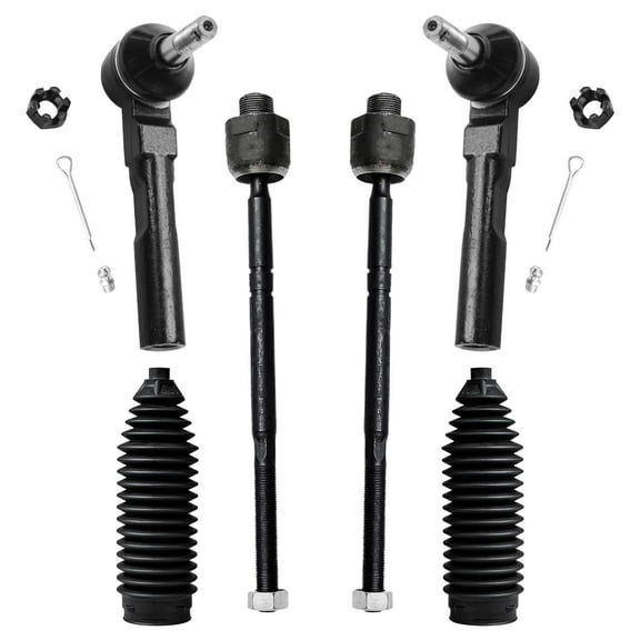 Detroit Axle - Front 6pc Tie Rods Kit for 2WD Chevrolet Silverado GMC Sierra 1500 1999 2000 2001 2002 2003 2004 2005 2006, 4 Inner & Outer Tie Rods 2 Boots Suspension Kit Replacement