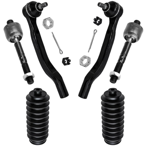 Detroit Axle - Front 6pc Tie Rods Kit for 98-02 Honda Accord, 99-03 Acura TL, 01-03 CL, 4 Outer and Inner Tie Rod Ends 2 Boots 1998 1999 2000 2001 2002 Replacement