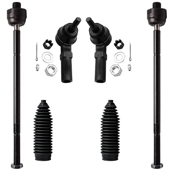 Detroit Axle - Front 6pc Tie Rods Kit for Buick LeSabre Park Avenue Riviera Lucerne Cadillac DTS DeVille Seville Oldsmobile Aurora Pontiac Bonneville, 4 Inner Outer Tie Rods 2 Boots Replacement