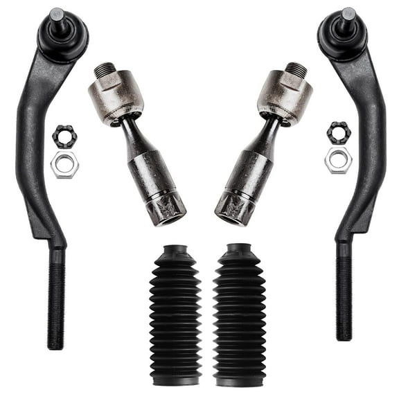 Detroit Axle - Front 6pc Tie Rods Kit for Chevy Trailblazer EXT GMC Envoy XL XUV Buick SSR Rainier Isuzu Ascender Saab 9-7x Olds Bravada, 4 Tie Rods 2 Boots Replacement