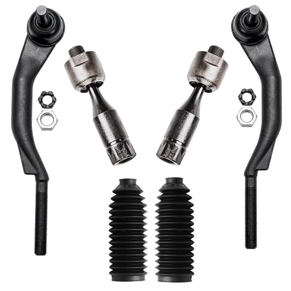 Detroit Axle - Front Tie Rods Kit for Chevrolet Trailblazer EXT GMC Envoy XL XUV SSR Buick Rainier Isuzu Ascender Saab 9-7x Olds Bravada, Tie Rods Boots + Bellows w/Locking C-Clamps Replacement