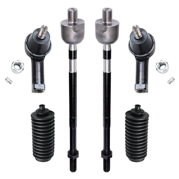 Detroit Axle - Front 6pc Tie Rods Kit for 00-05 Hyundai Accent, 4 Inner and Outer Tie Rod Ends 2 Boots 2000 2001 2002 2003 2004 2005 Replacement