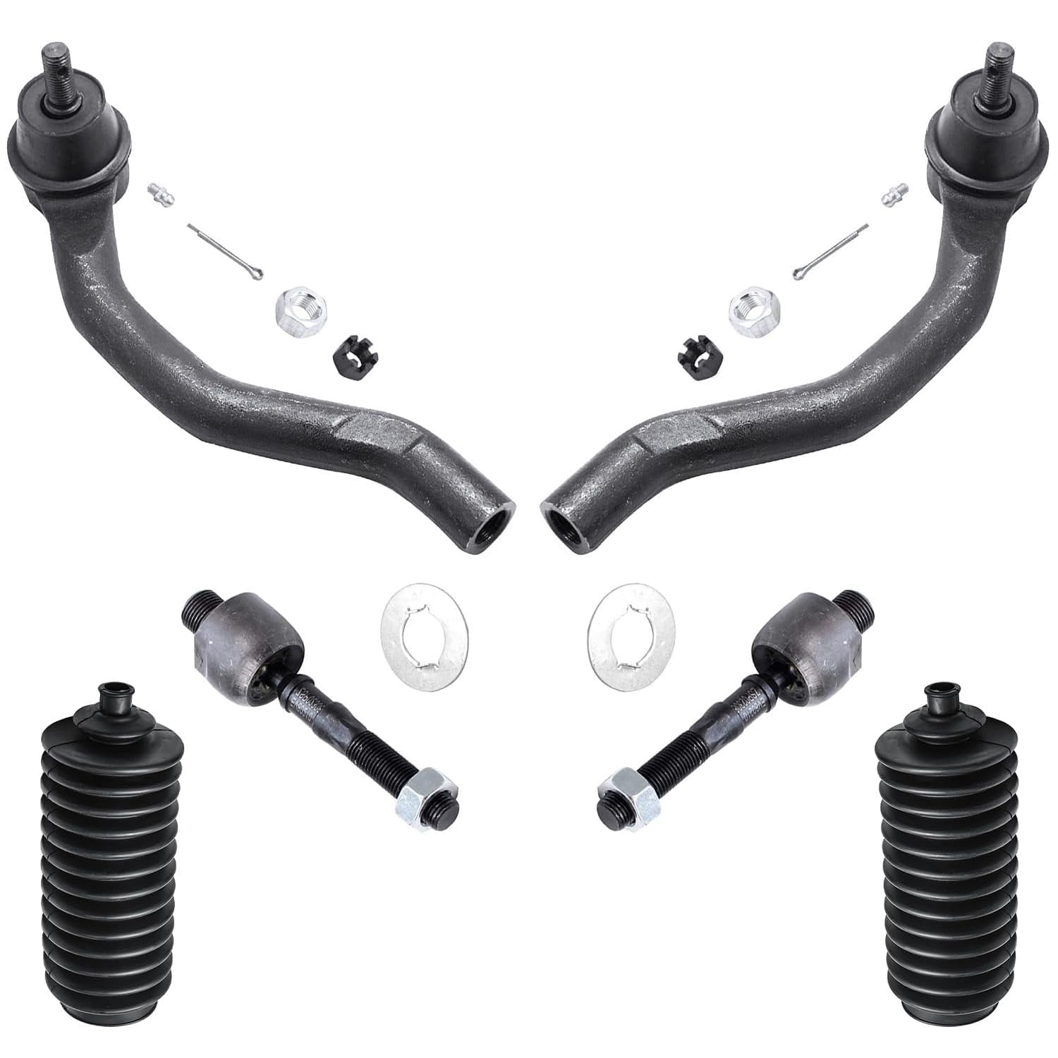 Detroit Axle - Front 6pc Tie Rods Kit for 03-07 Honda Accord, 04-08 Acura TSX, 4 Outer & Inner Tie Rod Ends 2 Boots Replacement 2004 2005 2006 2007