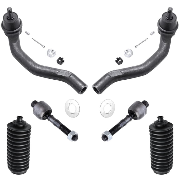 Detroit Axle - Front 6pc Tie Rods Kit for 03-07 Honda Accord, 04-08 Acura TSX, 4 Outer & Inner Tie Rod Ends 2 Boots Replacement 2004 2005 2006 2007