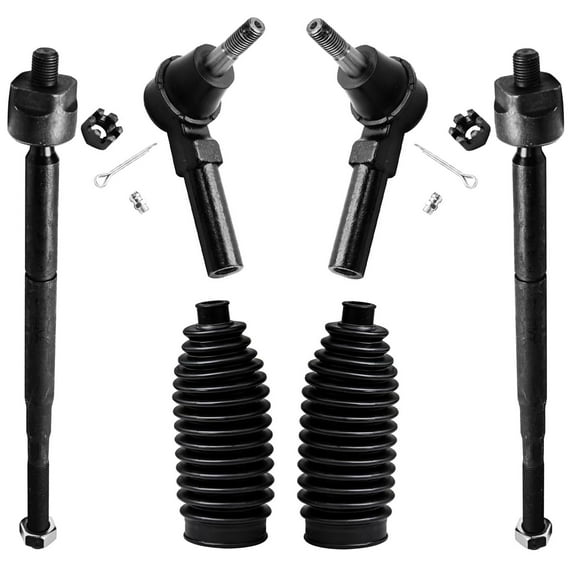 Detroit Axle - Front 6pc Tie Rods Kit for Chevrolet Cobalt HHR Pontiac G5 Pursuit Saturn Ion, 4 Outer and Inner Tie Rod Ends 2 Boots Replacement